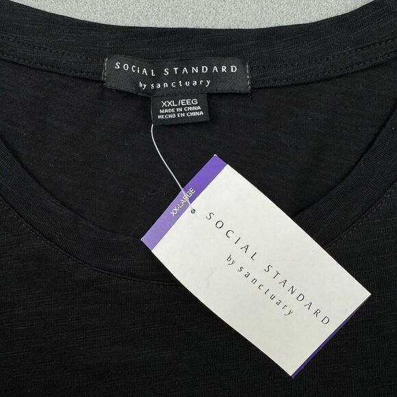 NWT Social Standard By Sanctuary Tee Shirt  Womens XXL Black Tie Knot - Picture 7 of 10